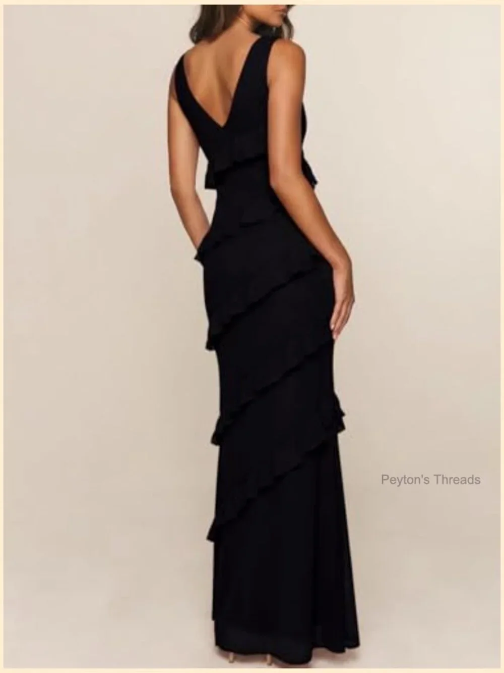 V Neck Mesh Maxi Cocktail Dress Bodycon Ruffle Backless Long Wedding Guest - Picture 4 of 7
